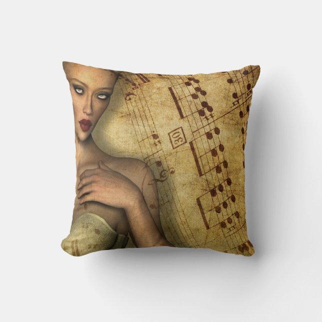 Musically Inspired Romantic Throw Pillow (Front)