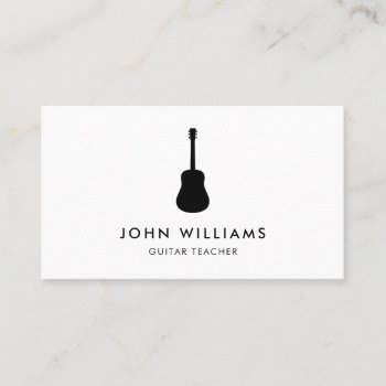 Musician Acoustic Guitar Minimalist Modern Business Card by rockandpicks at Zazzle