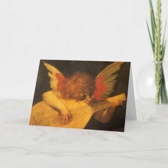 Musician Angel Playing Lute by Rosso Fiorentino Card (Front)