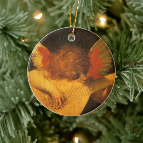 Musician Angel Playing Lute by Rosso Fiorentino Ceramic Ornament