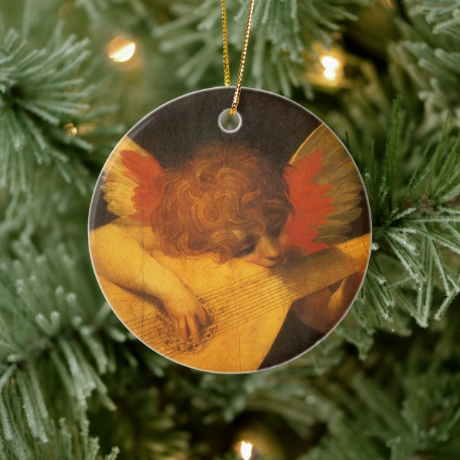 Musician Angel Playing Lute by Rosso Fiorentino Ceramic Ornament (Tree)