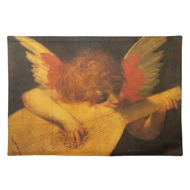 Musician Angel Playing Lute by Rosso Fiorentino Cloth Placemat (Front)