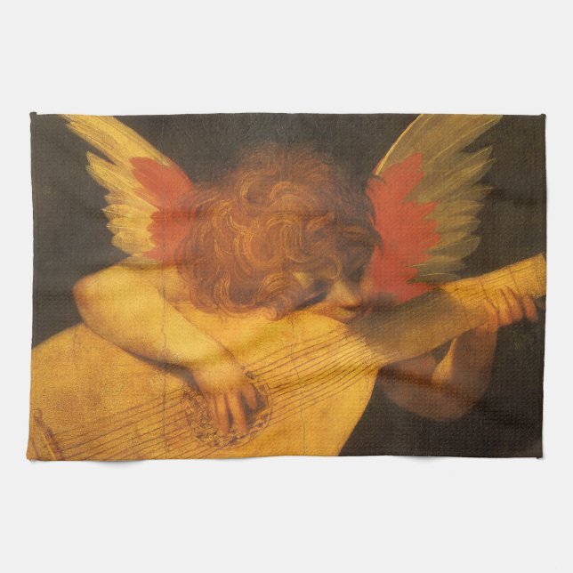 Musician Angel Playing Lute by Rosso Fiorentino Kitchen Towel (Horizontal)