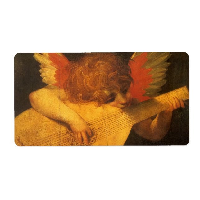 Musician Angel Playing Lute by Rosso Fiorentino Label (Front)
