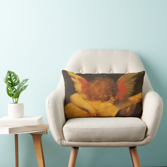 Musician Angel Playing Lute by Rosso Fiorentino Lumbar Pillow (Chair)
