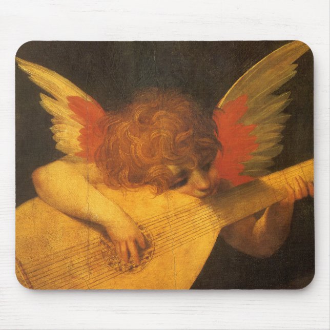 Musician Angel Playing Lute by Rosso Fiorentino Mouse Pad (Front)