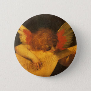 Musician Angel Playing Lute by Rosso Fiorentino Pinback Button