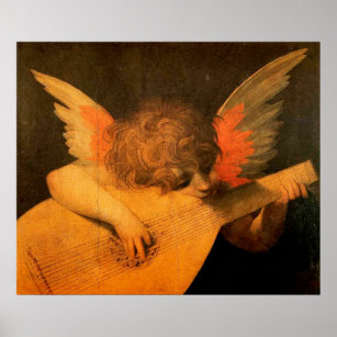 musician angel playing lute by Rosso Fiorentino Poster
