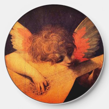 Musician Angel Playing Lute By Rosso Fiorentino  Wireless Charger by musickitten at Zazzle