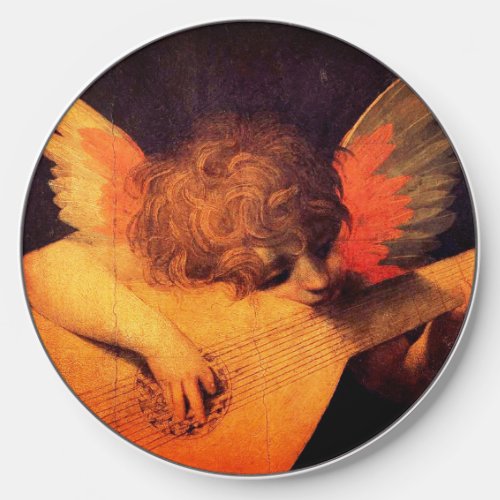 musician angel playing lute by Rosso Fiorentino  Wireless Charger