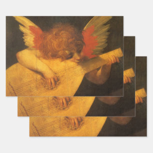 Musician Angel Playing Lute by Rosso Fiorentino Wrapping Paper Sheets
