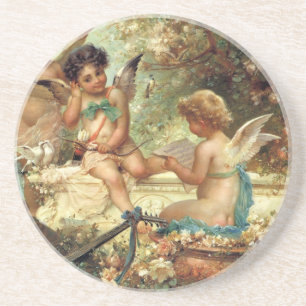 Musician Angels by Hans Zatzka, Victorian Fine Art Drink Coaster