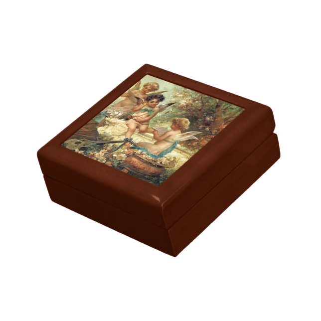 Musician Angels by Hans Zatzka, Victorian Fine Art Keepsake Box (Side)