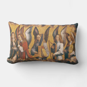 musician angels by Memling right panel Lumbar Pillow