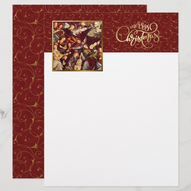Musician Angels. Fine Art Christmas Letterheads (Front/Back)
