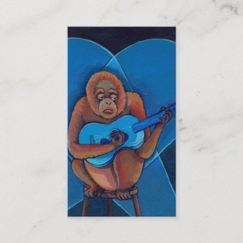 Musician art fun blues guitarist orangutan monkey business card templates