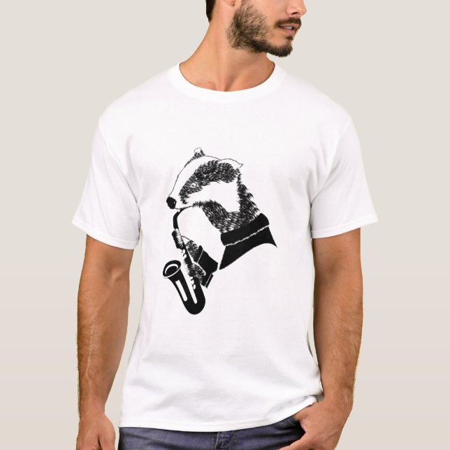 Musician Badger Saxophone Customizable T-Shirt (Front)