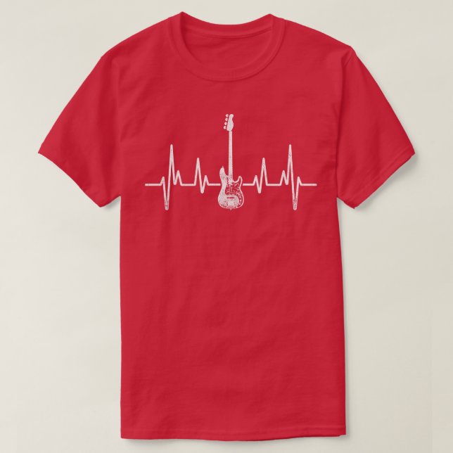 Musician Bassist Heartbeat Bass Guitar T-Shirt (Design Front)