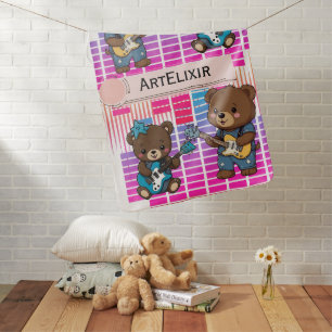 Musician Bears Creating Music Baby Blanket