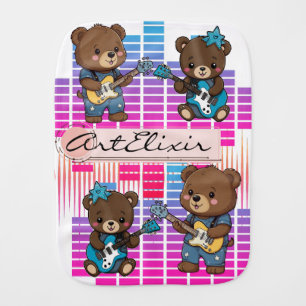 Musician Bears Creating Music Baby Burp Cloth