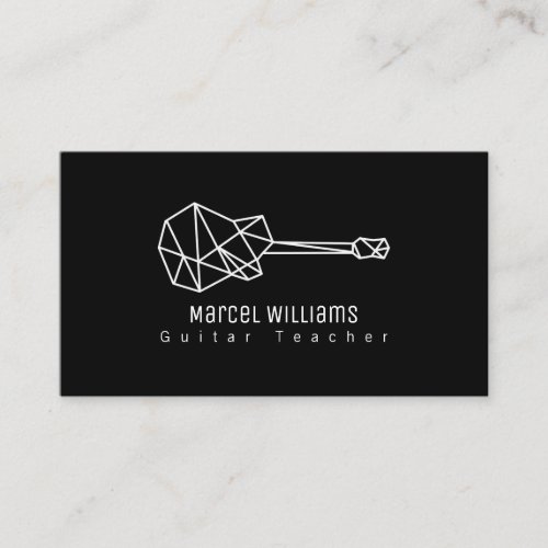 Musician Black Business Card with a Guitar