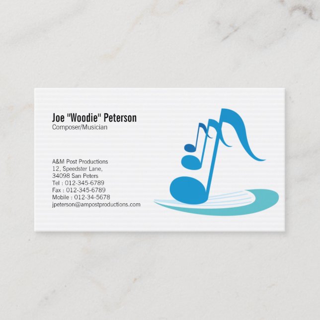 Musician Business Card Music Notes (Front)