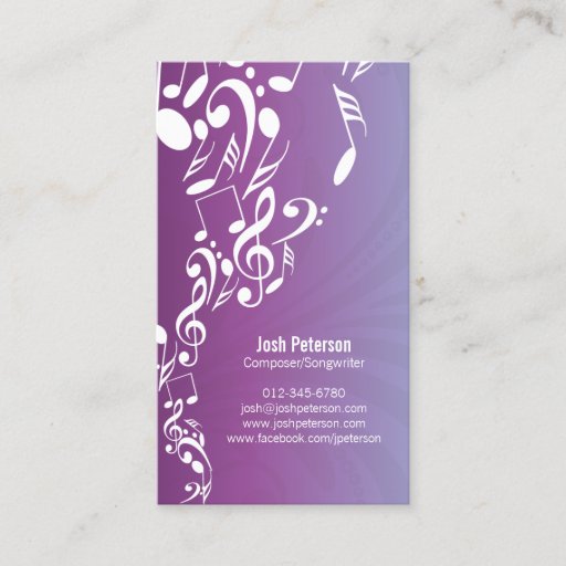 Customizable Musician Business Card Music Notes Upflow