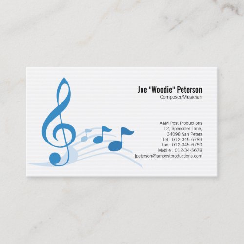 Musician Business Card Treble Clef Music Notes