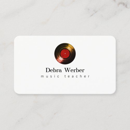 musician business card with a vinyl record