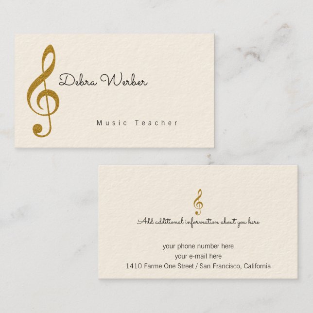 Musician business card with treble music note (Front/Back)
