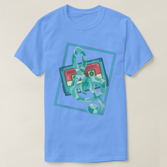 Musician Cassette Retro 90s Vaporwave Music Treble T-Shirt (Design Front)