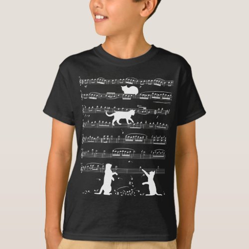 Musician Cat Lover Funny Cute Kitty Playing Music  T_Shirt