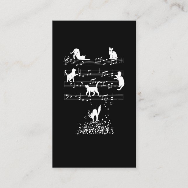 Musician Cat Lover Funny Music Notes Business Card (Front)