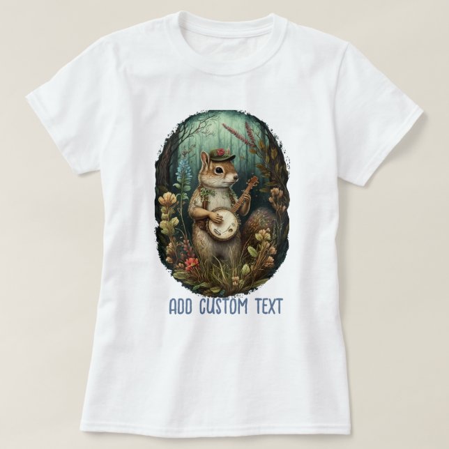 Musician chipmunk playing banjo, chipmunk Lover T-Shirt (Design Front)