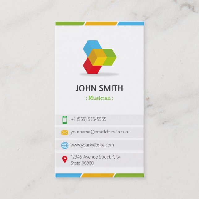 Musician - Colorful with QR Code Business Card (Front)