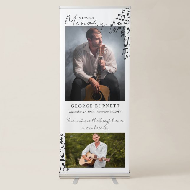 Musician Composer Music Notes In Loving Memory  Retractable Banner (Front)