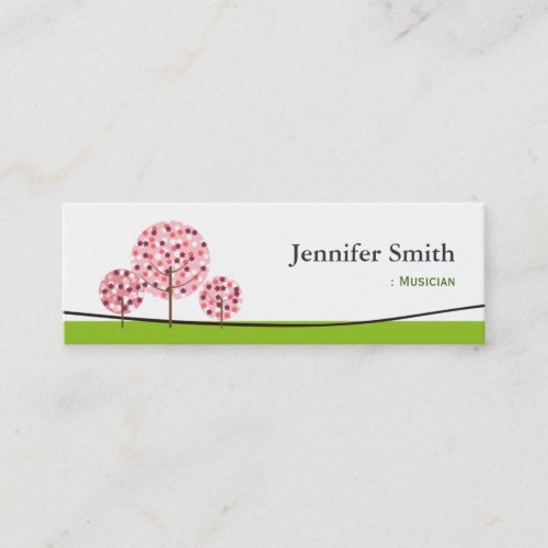 Musician _ Cute Pink Tree Symbol Mini Business Card