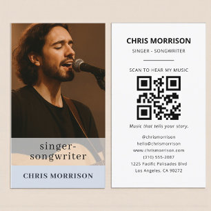 Musician Dusty Blue QR Code Business Card