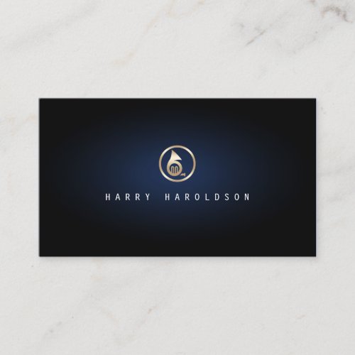 Musician Elegant Gold French Horn Icon Blue Glow Business Card