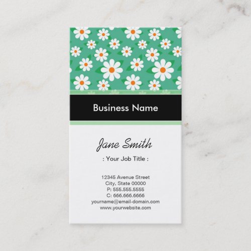 Musician Elegant Green Daisy Pattern Business Card