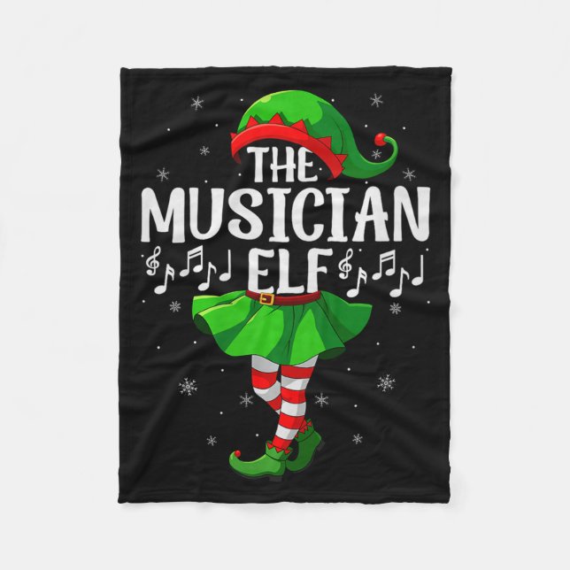 Musician Elf Christmas Girls Women Elf Squad Xmas  Fleece Blanket (Front)