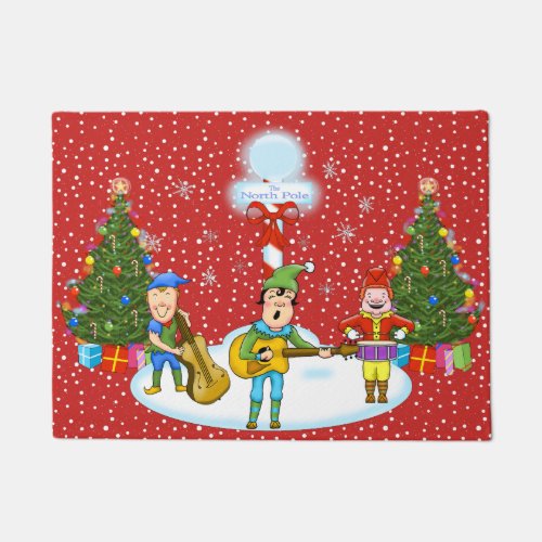 Musician Elves Christmas Door Mat