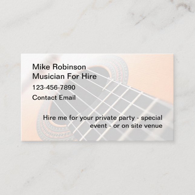 Musician For Hire Business Cards (Front)