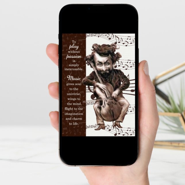 Musician Funny Cello Caricature Birthday Card (Front Digital)