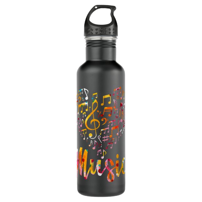 Musician Gift Musical Instrument Music Notes Trebl Stainless Steel Water Bottle (Front)