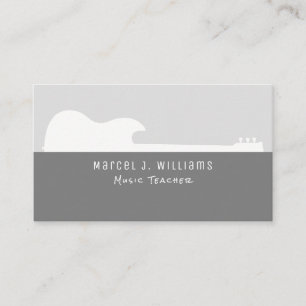 musician gray business card with a guitar