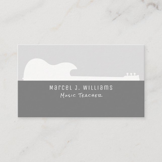 musician gray business card with a guitar (Front)