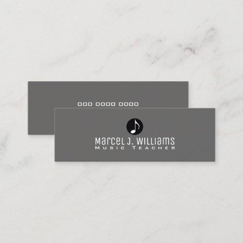 musician gray business card with music note