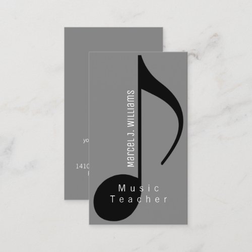 musician gray business card with musical note