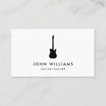 Musician Guitar Minimalist Modern Business Card by rockandpicks at Zazzle